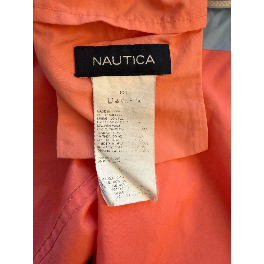 Nautica Swim‎ Trunks Mens 6XL Striped Coral/Blue Mesh-Lined Board Shorts